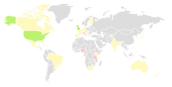 Pingdom load time - by country