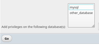 Choose the mysql database