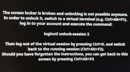 Screenshot of error message