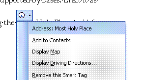 Screenshot of the Smart Tags feature in operation