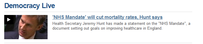 NHS Mandate will cut mortality rate, Hunt says