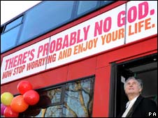 The Probably No God campaign on a London bus