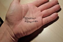 Written on his hands