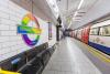 Tottenham Court Road station, with the Underground roundall recoloured